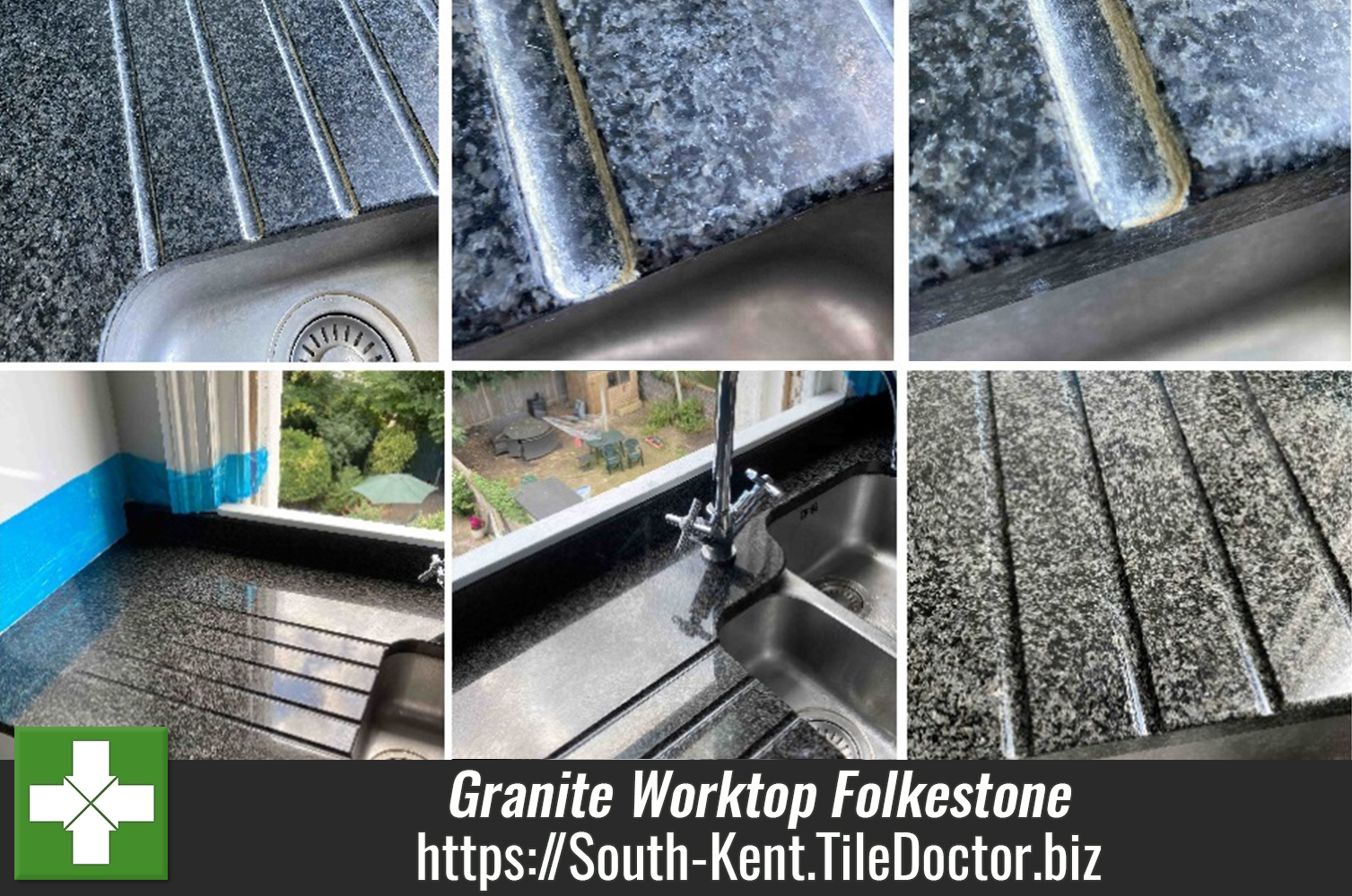 Granite Worktop Limescale Restoration in Folkestone Kitchen