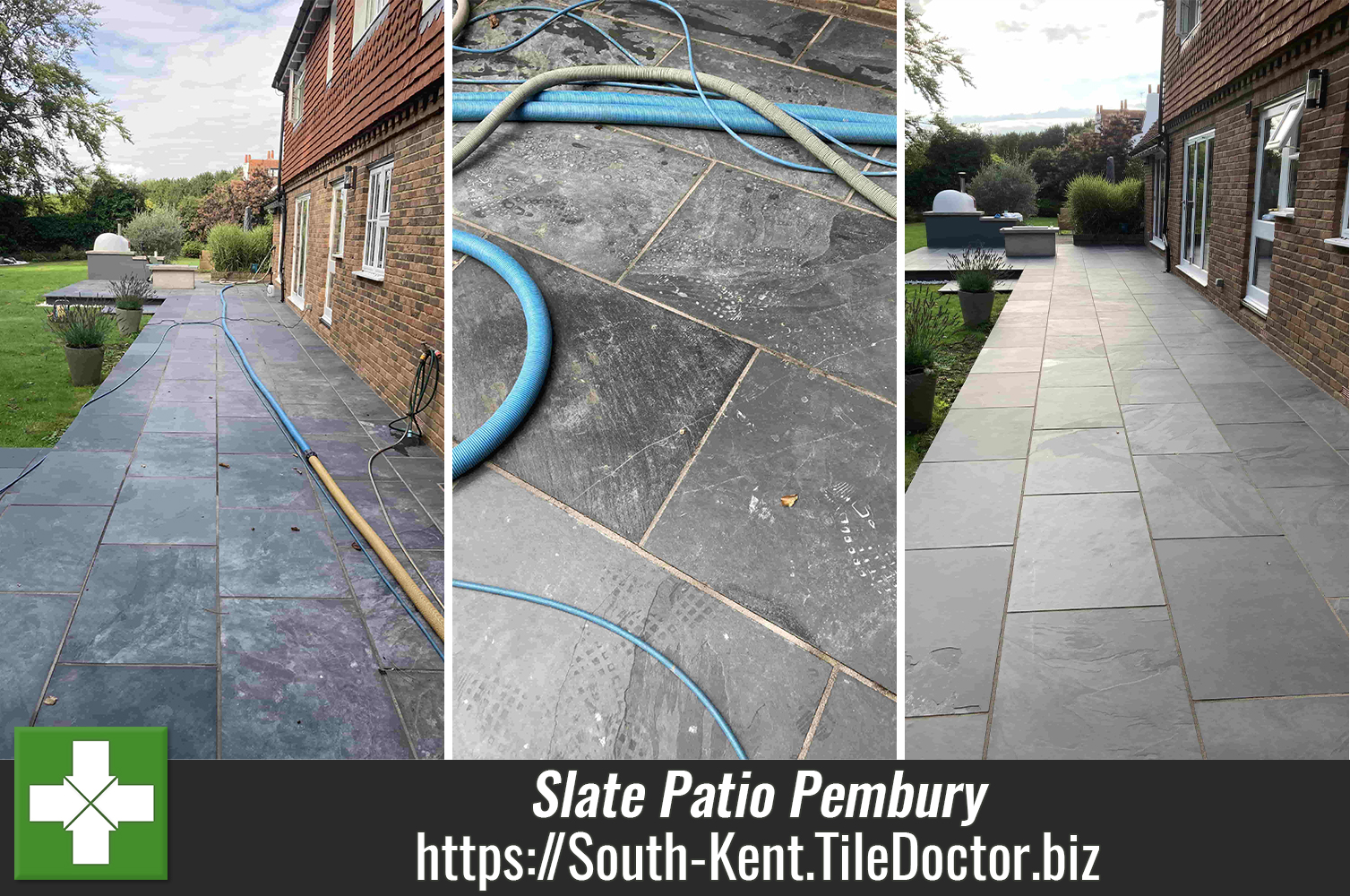 Slate Patio Before and After Renovation Pembury