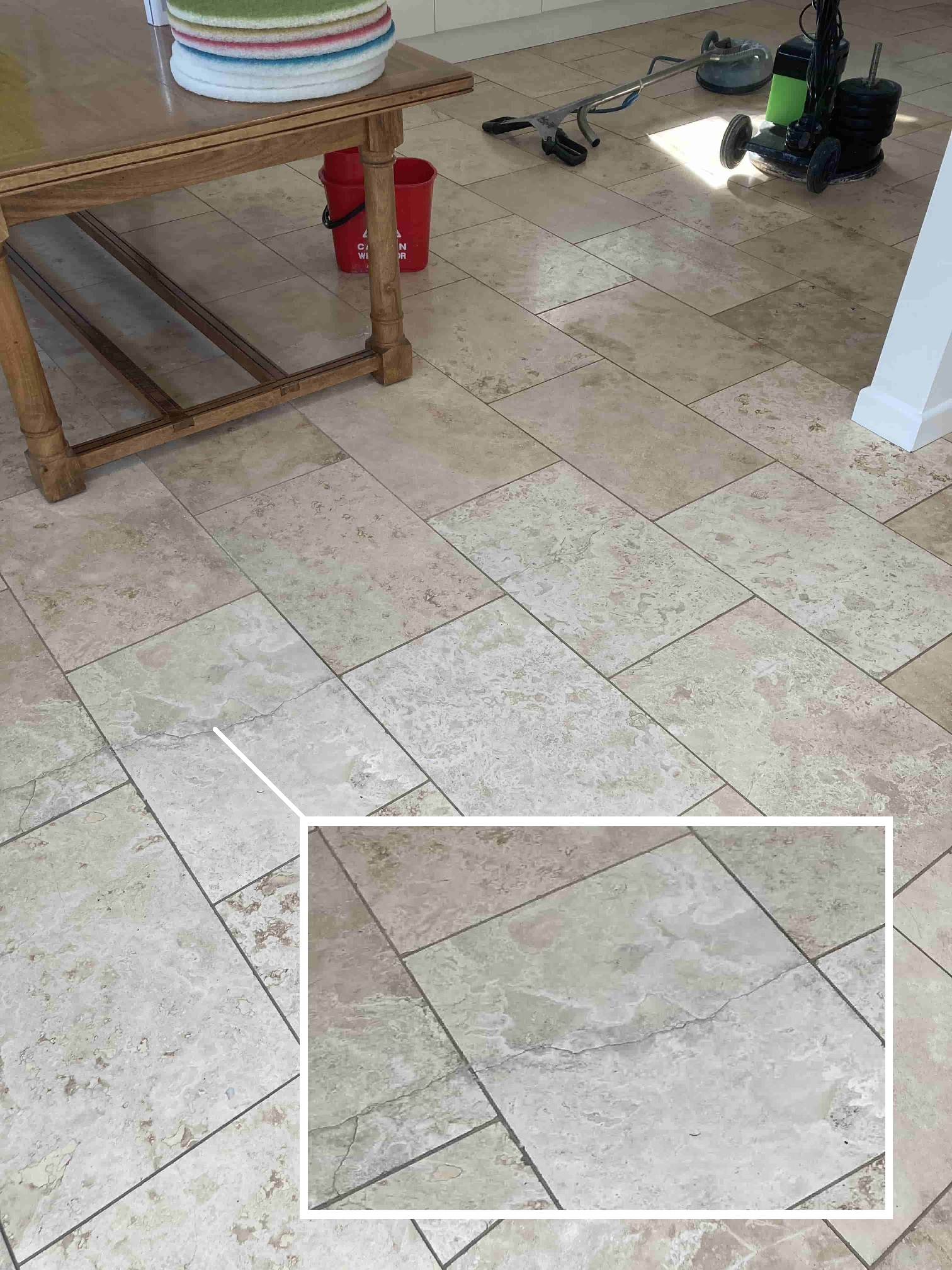 Travertine Floor Paddock Wood Cracked Tile Before Renovation